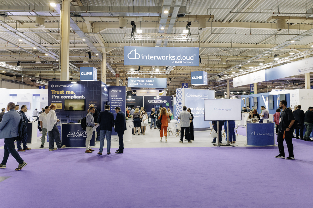 interworks.cloud booth and Cloud Lounge at BEYOND Expo 2026 in Athens with partners, vendors, and visitors from the cloud and cybersecurity ecosystem.