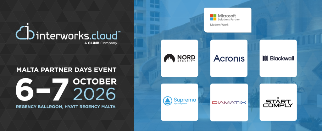 Malta Partner Days 2026 event by interworks.cloud - banner with vendors